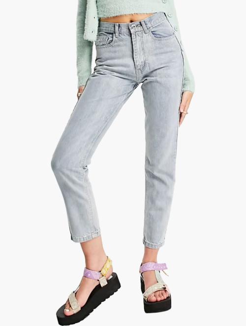 Femme Luxe Washed Blue Tie Back Straight Leg Jeans