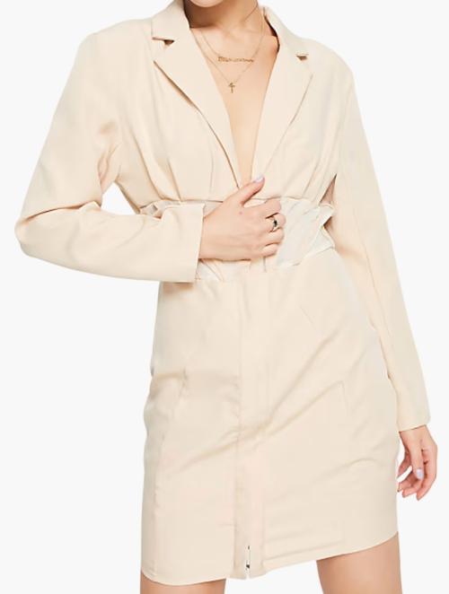 Femme Luxe Beige Luxe Corset Blazer Dress