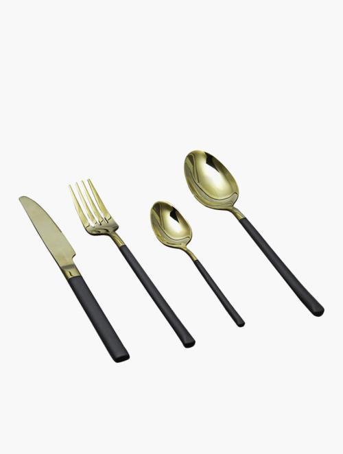 Fine Living Black & Gold Finery - Cutlery Set 4Pc