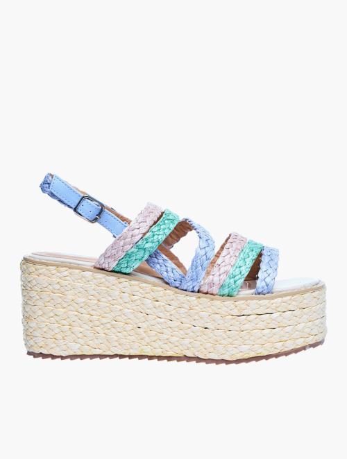 Footwork Beige Raffia Wedges