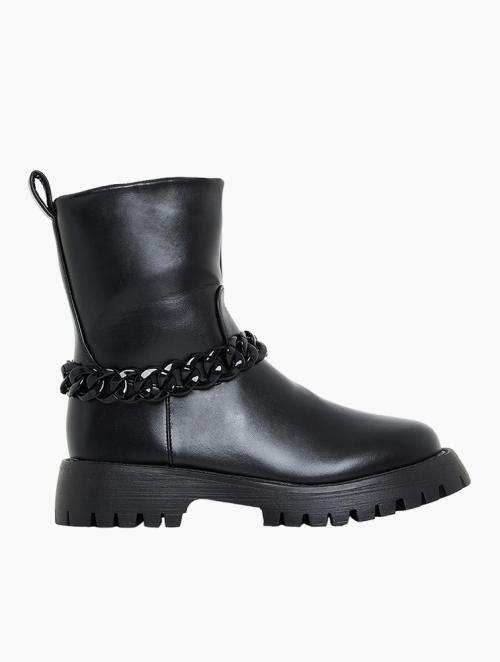 Footwork Black Chain Ankle Boots