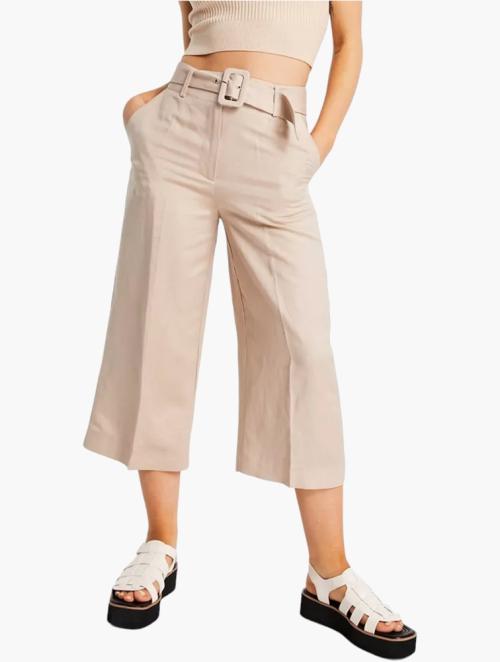 Forever New Neutral Belted Wide Leg Pants