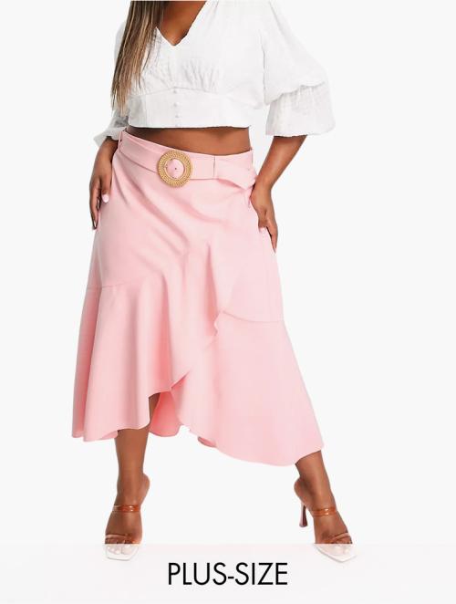 Forever New Pink Tiered Midaxi Skirt