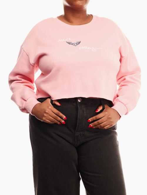 Forever 21 Curve Pink Angel Energy Cropped Sweater