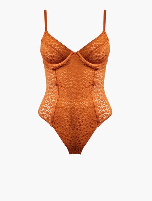 Forever 21 Chestnut Leopard Print Lingerie Bodysuit 