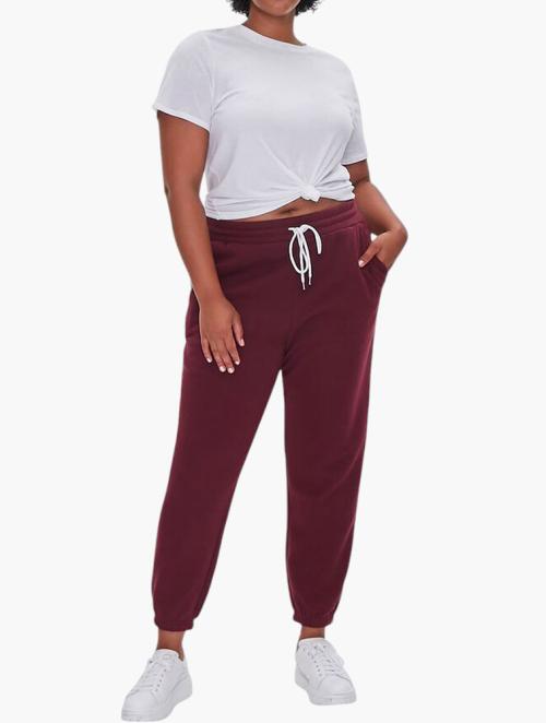 Forever 21 Curve Merlot Plus Size Fleece Joggers