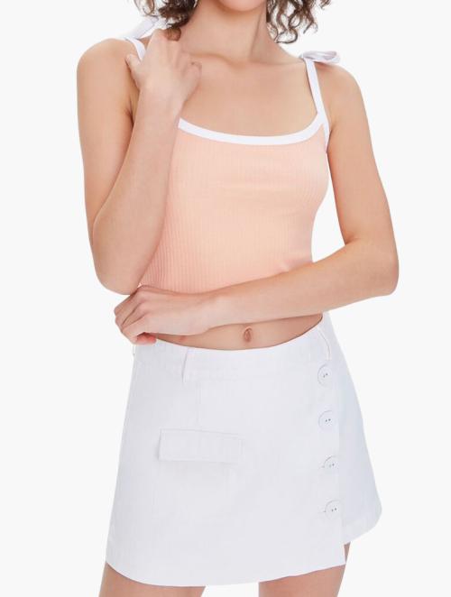 Forever 21 White Button Front Woven Skort