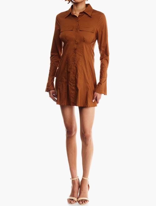 Forever 21 Brown Button Down Shirt Dress