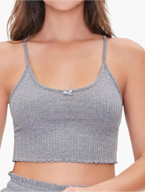 Forever 21 Grey Lettuce-Edge Lounge Cropped Cami Top
