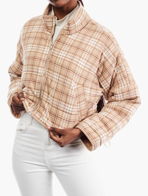 Forever 21 Camel & Cream Check Casual Jacket