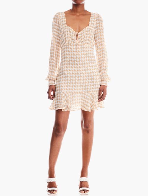 Forever 21 Cream & Taupe Houndstooth Dress