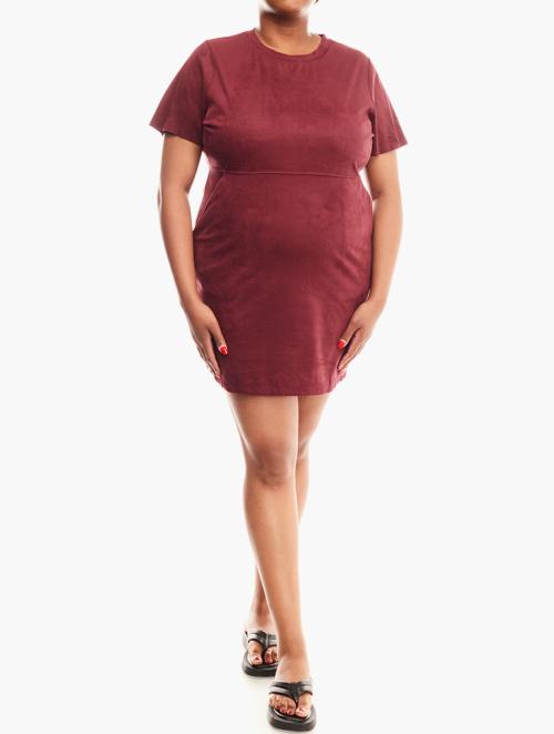 Forever 21 Curve Wine Faux Suede T-Shirt Dress