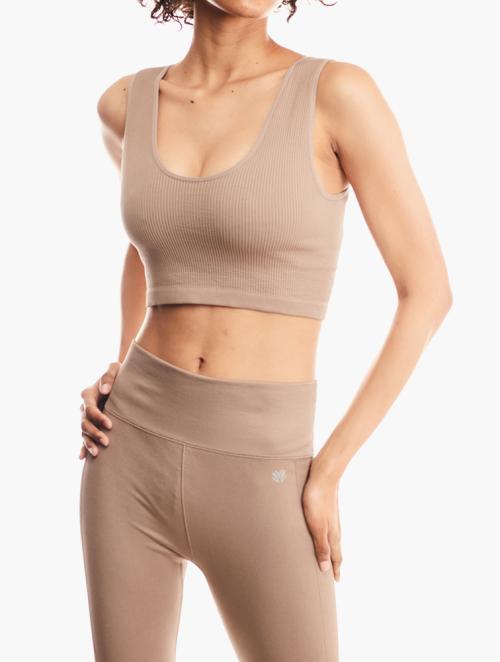 Forever 21 Taupe Ribbed Seamless Active Top