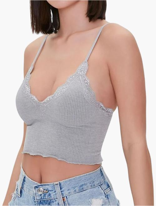 Forever 21 Heather Grey Seamless Lace-Trim Bralette