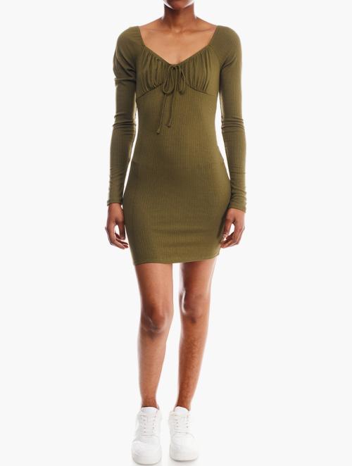 Forever 21 Olive Solid Print Mini Dress