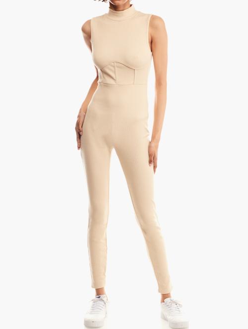 Forever 21 Beige Bodycon Jumpsuot 