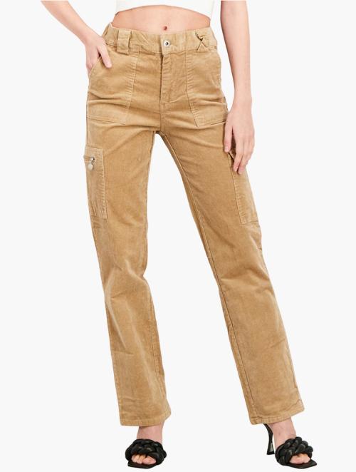 Forever 21 Khaki Ribbed Solid Pants