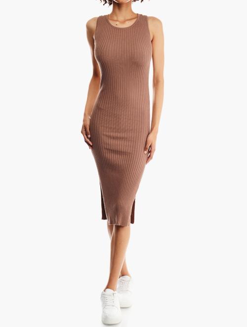 Forever 21 Taupe Ribbed M-Slit Bodycon Dress