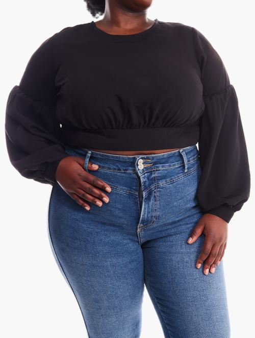 Forever 21 Curve Curve Black Puff Sleeve Sweatshirt