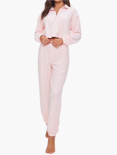 Forever 21 Pink Pyjama Half-Zip Top