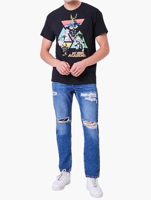 Forever 21 Blue Distressed Straight Leg Jeans