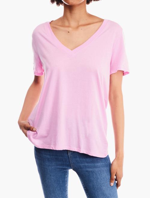 Forever 21 Curve Pink V-Neck Cotton Tee