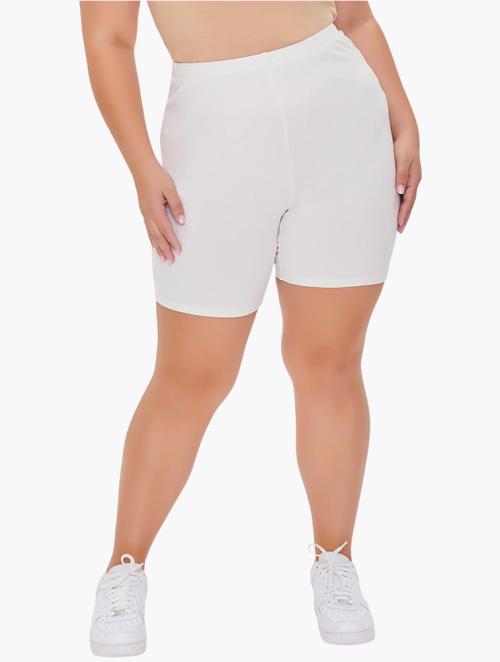 Forever 21 Curve White Basic Cotton Biker Shorts