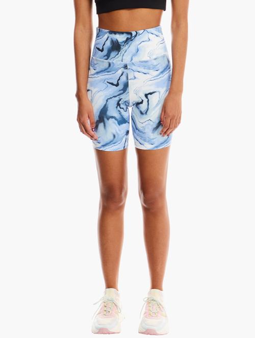 Forever 21 Blue Multi Marble Biker Shorts