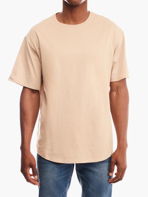 Forever 21 Taupe Scoop Hem Crew Neck Tee