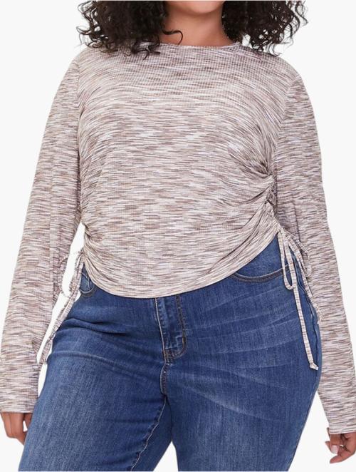 Forever 21 Multi Plus Size Marled Ruched Top