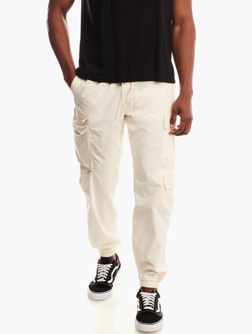 Forever 21 Cream Cargo Drawstring Joggers