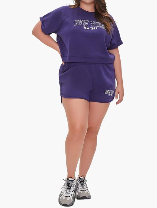 Forever 21 Blue Plus Size New York Shorts