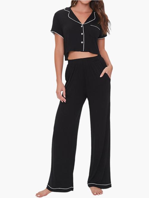 Forever 21 Black Pajama Shirt & Pants Set