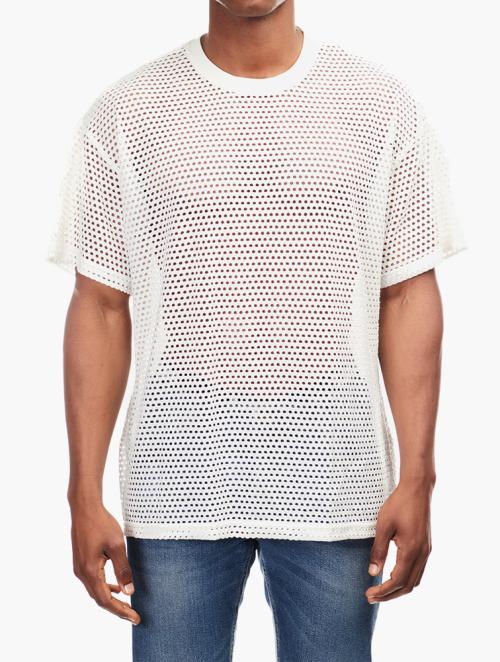 Forever 21 Curve White Jersey Mesh Crew Neck Tee