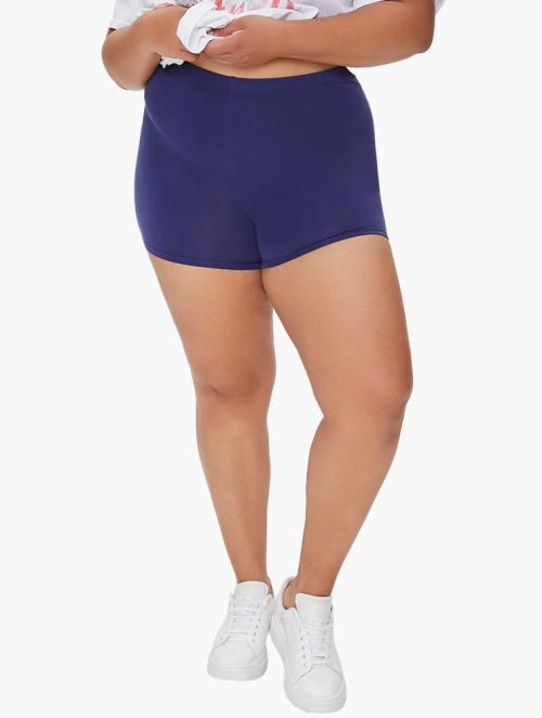 Forever 21 Curve Navy Cotton High Rise Biker Shorts