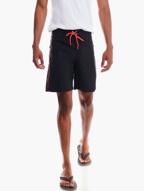 Forever 21 Black & Red Lace-up Contrast-trim Swim Trunks
