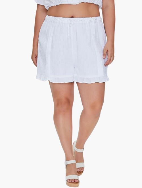 Forever 21 Curve White Ruffle Trim Shorts