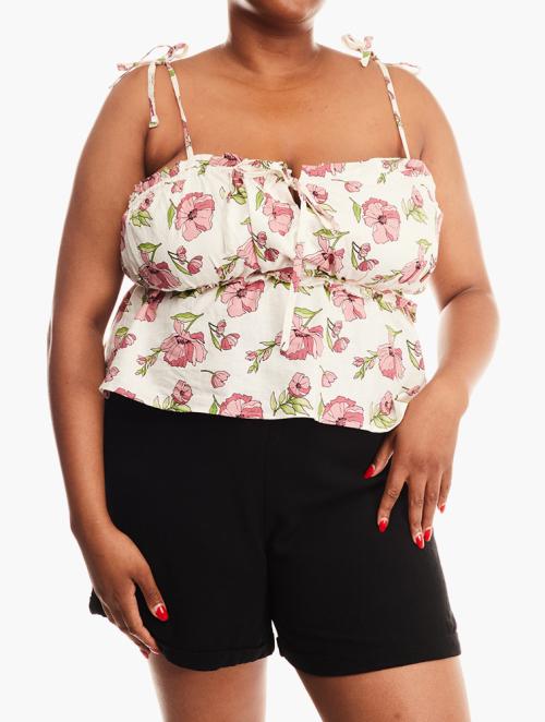 Forever 21 Curve Cream & Multi Floral Print Top