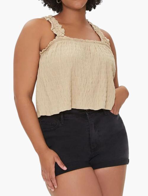 Forever 21 Curve Beige Ruched Babydoll Top