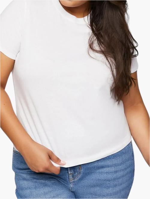 Forever 21 Curve White Basic Basic Cotton Tee