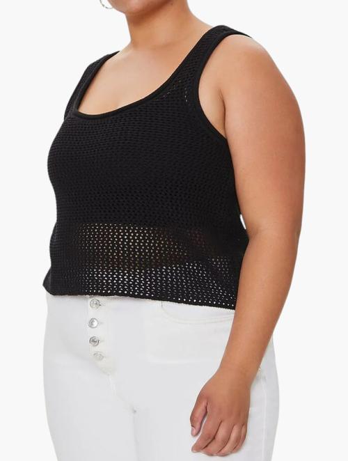 Forever 21 Curve Black Netted Tank Top