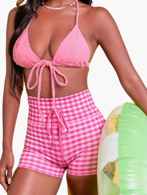 Forever 21 Pink Icing Tie Front Bikini Top