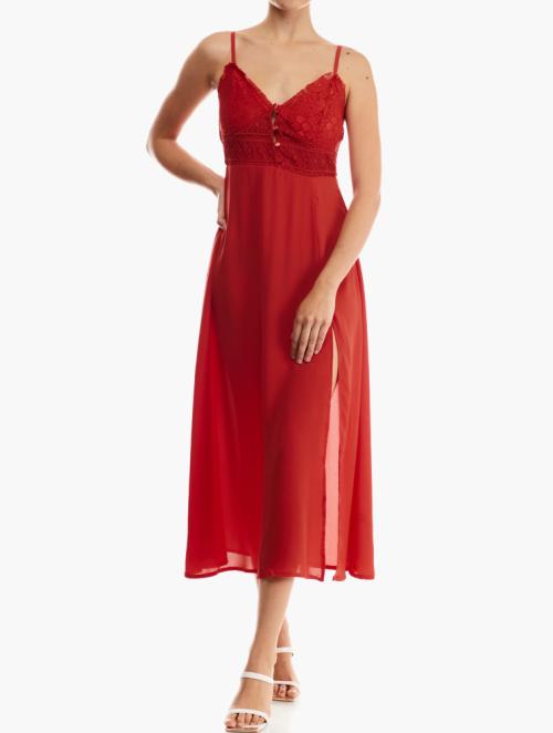 Forever 21 Lipstick Red Sleeveless Midi Dress