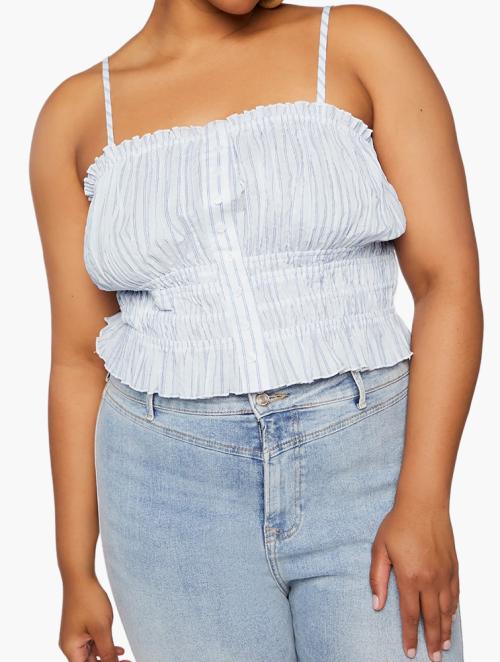 Forever 21 Curve White & Multicolour Sleeveless Crop Top