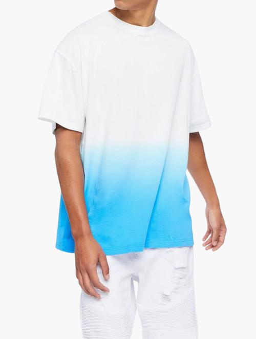 Forever 21 White & Blue Gradient Wash Cotton Tee