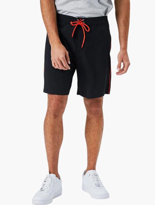 Forever 21 Black & Red Lace-up Contrast-trim Swim Trunks