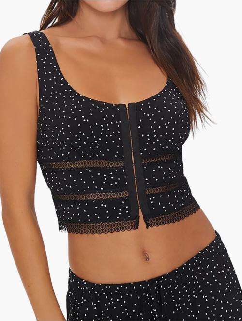 Forever 21 Black & White Speckled Print Lounge Corset Top