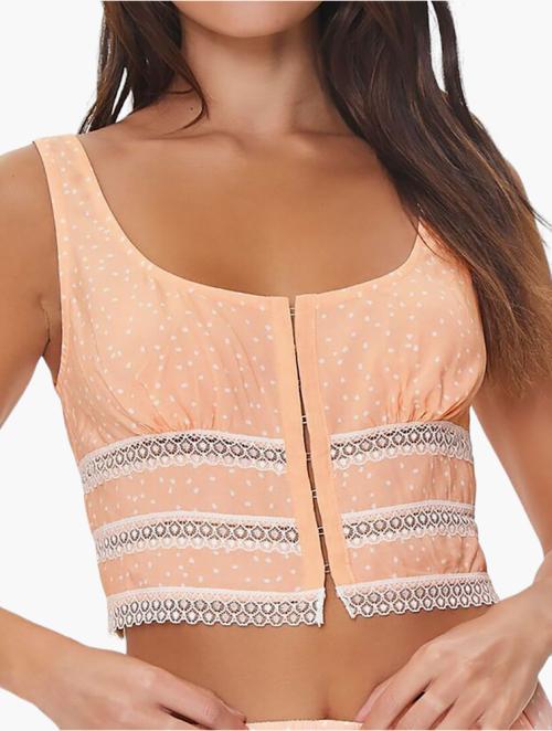 Forever 21 Peach & White Speckled Print Lounge Crop Top