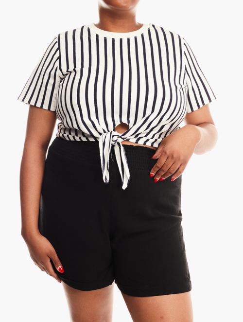 Forever 21 Curve Black & White Crew Neck Top