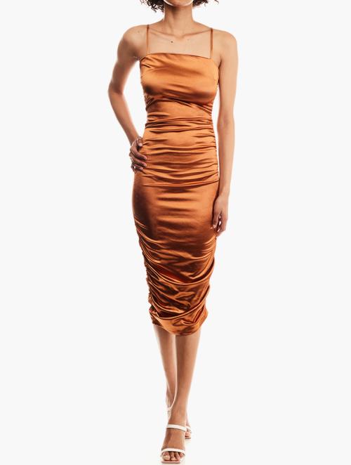 Forever 21 Almond Cypress Ruched Bodycon Midi Dress